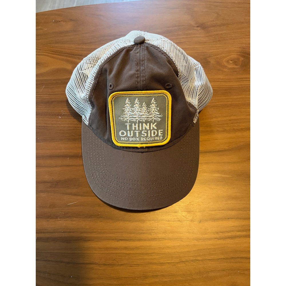 H3 Headwear Think Outside Trucker Hat Snapback OSFM Brown White Forest Patch